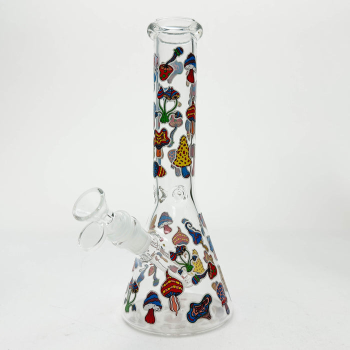 10" Cartoon Mushroom Design Glass Beaker Bong – Glow in the Dark | Jupiter Grass