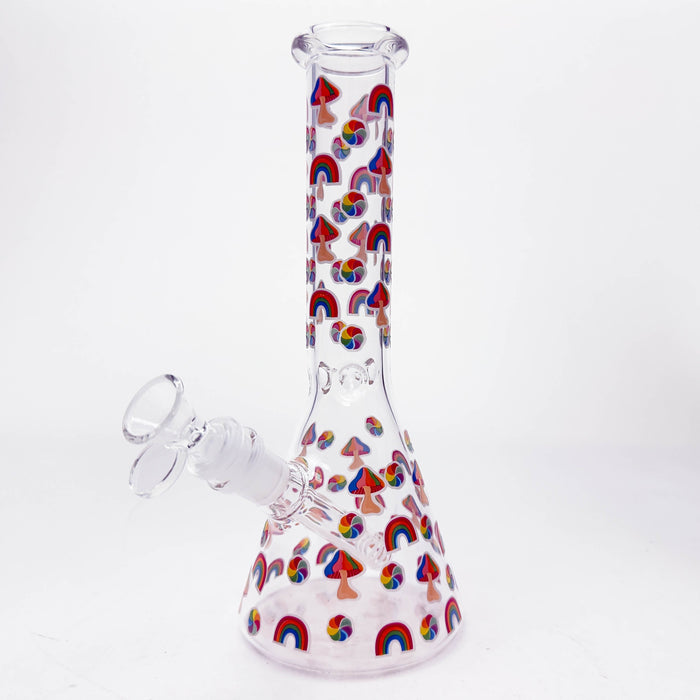 10" Cartoon Mushroom Design Glass Beaker Bong – Glow in the Dark | Jupiter Grass