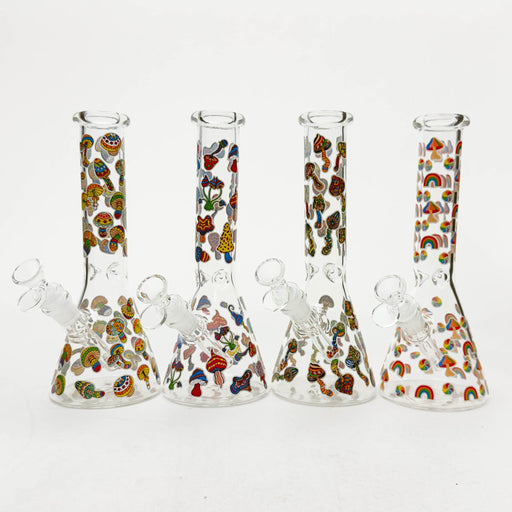 10" Cartoon Mushroom Design Glass Beaker Bong – Glow in the Dark | Jupiter Grass