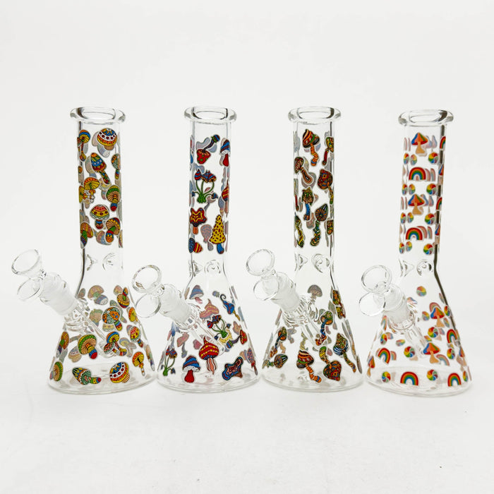 10" Cartoon Mushroom Design Glass Beaker Bong – Glow in the Dark | Jupiter Grass