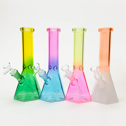 10" Two-Tone Color Glass Beaker Bong with Octagon Base | Jupiter Grass