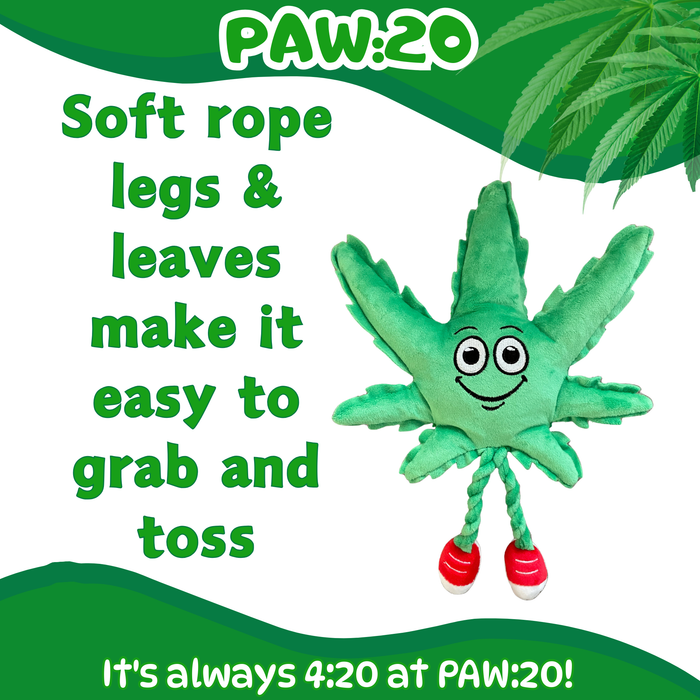 MJ the Marijuana Leaf - Squeaky Dog Toy - Shelf-Sitter Plushie - 13" | Jupiter Grass