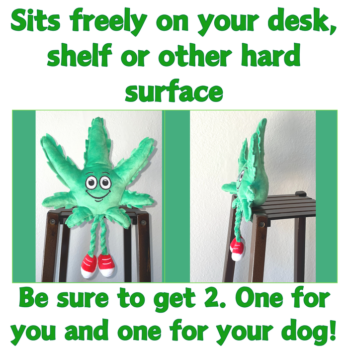 MJ the Marijuana Leaf - Squeaky Dog Toy - Shelf-Sitter Plushie - 13" | Jupiter Grass
