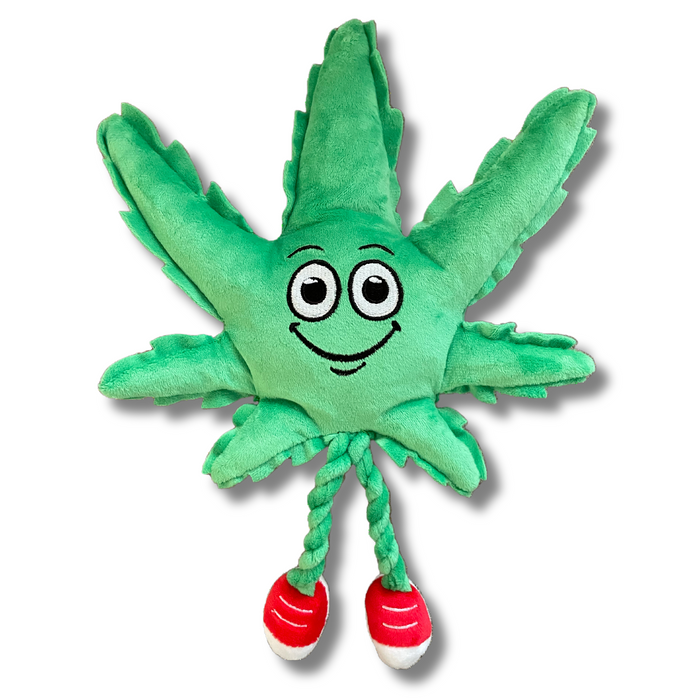 MJ the Marijuana Leaf - Squeaky Dog Toy - Shelf-Sitter Plushie - 13" | Jupiter Grass