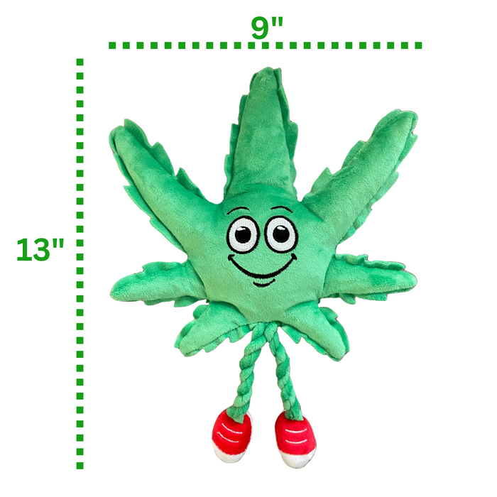 MJ the Marijuana Leaf - Squeaky Dog Toy - Shelf-Sitter Plushie - 13" | Jupiter Grass