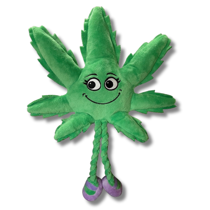 Mary Jane the Marijuana Leaf - Squeaky Dog Toy & Shelf-Sitter Plushie - 13" | Jupiter Grass