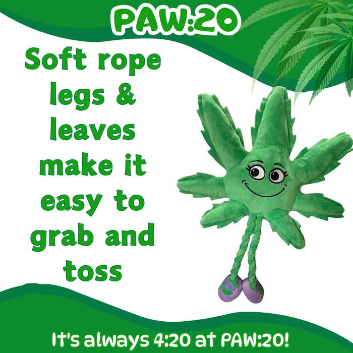 Mary Jane the Marijuana Leaf - Squeaky Dog Toy & Shelf-Sitter Plushie - 13" | Jupiter Grass