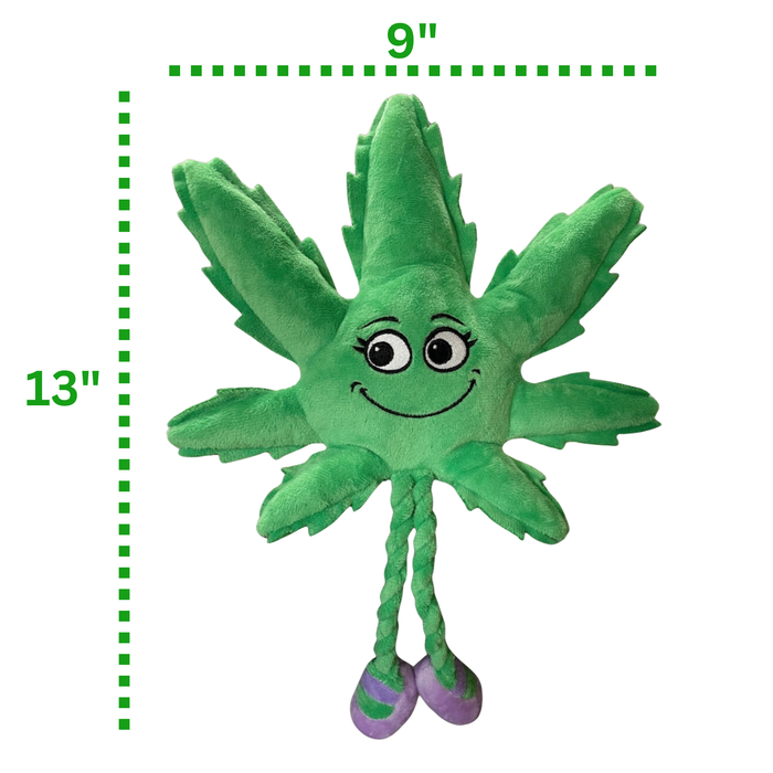 Mary Jane the Marijuana Leaf - Squeaky Dog Toy & Shelf-Sitter Plushie - 13" | Jupiter Grass