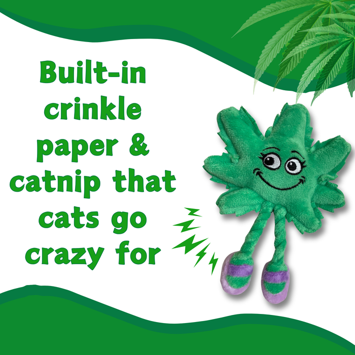 Lil' Mary Jane the Marijuana Leaf - Plush Catnip Cat Toy - 6" | Jupiter Grass