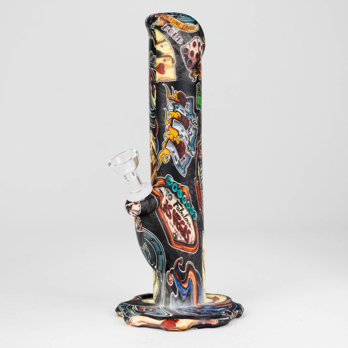 HIT | Art Silicone 10" Tube Water pipe with Glass bowl [HIT313]-Assorted designs | Jupiter Grass