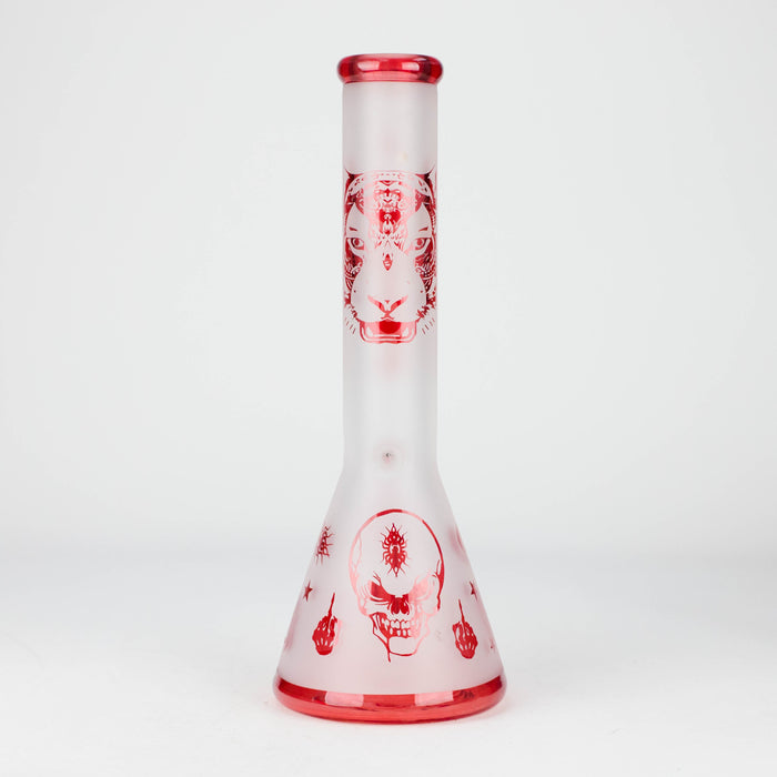 FOGGX | 14" Sandblasted Frosted Small Skull Beaker Glass Water Pipe – 7mm Thick [FT1649ATS] | Jupiter Grass