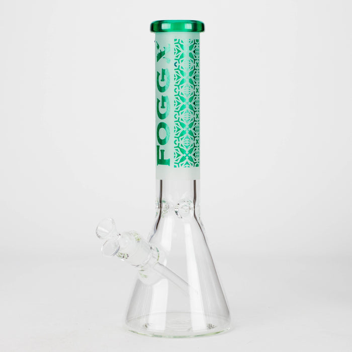 FOGGX | 14" Sandblasted Beaker Glass Water Pipe – 7mm Thick [FT292] | Jupiter Grass