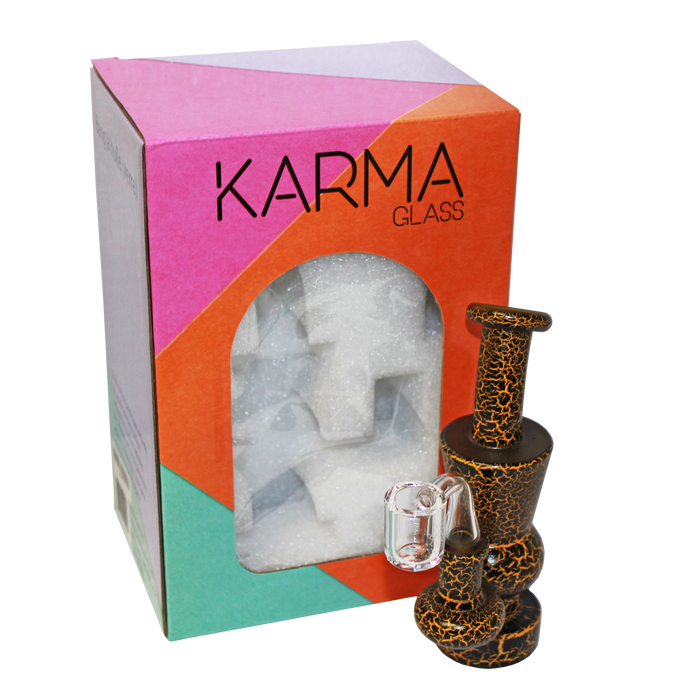 Karma | 6" Yellow Lightning Hourglass Glass Dab Rig