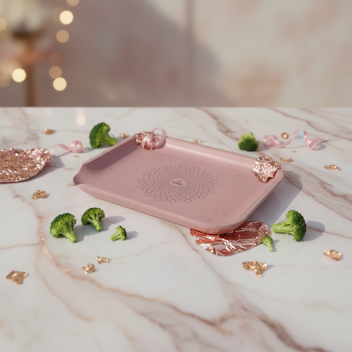 TBBC | Rose Bliss Eco Rolling Tray – Biodegradable Pulp, Sustainable & Stylish | Jupiter Grass