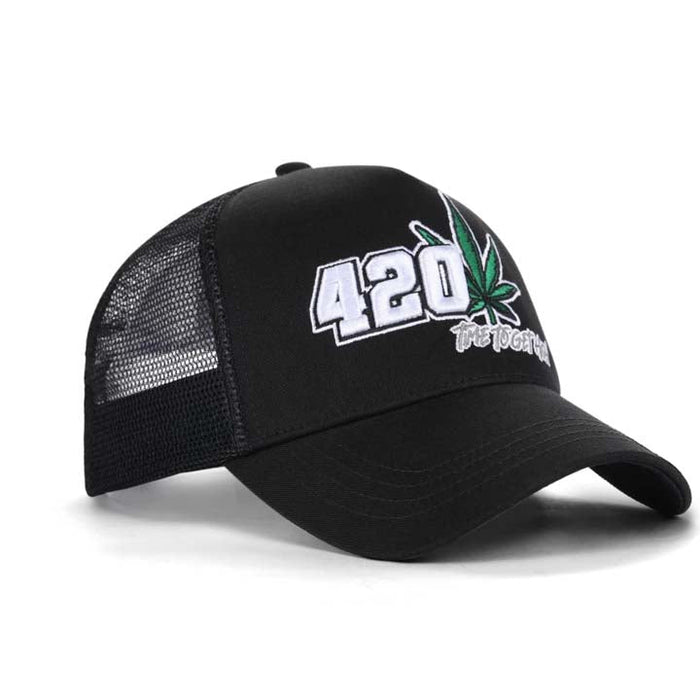 High-Crown 5-Panel “420” Embroidered Cap - Black | Jupiter Grass