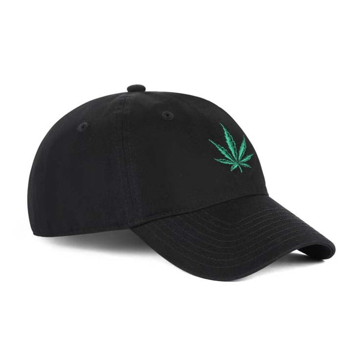 Low-Crown 6-Panel Embroidered Leaf Cap-Black | Jupiter Grass