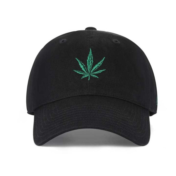 Low-Crown 6-Panel Embroidered Leaf Cap-Black | Jupiter Grass