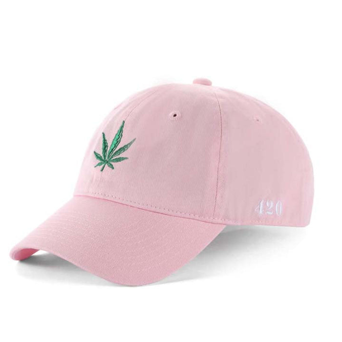Low-Crown 6-Panel Embroidered Leaf Cap-Pink | Jupiter Grass