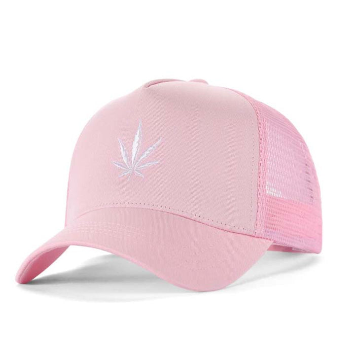 High-Crown 5-Panel Mesh Trucker Cap - Pink | Jupiter Grass