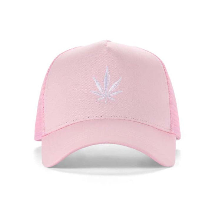 High-Crown 5-Panel Mesh Trucker Cap - Pink | Jupiter Grass
