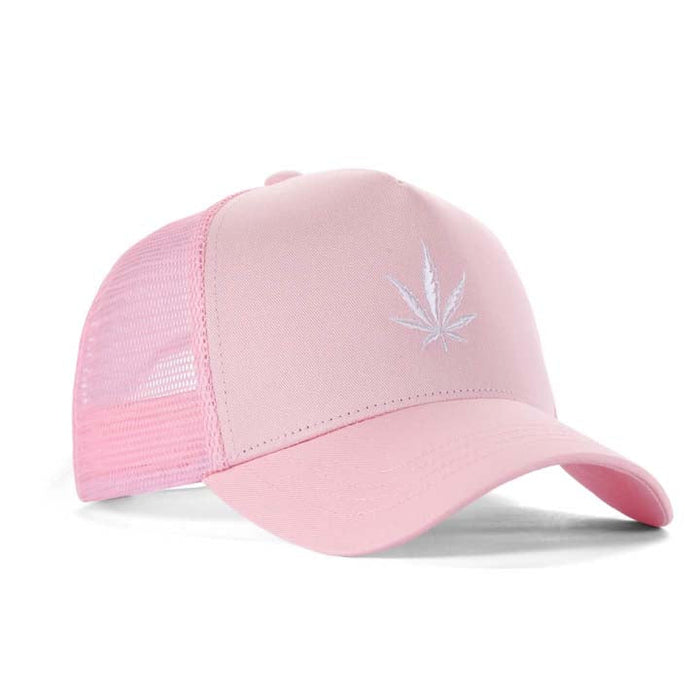 High-Crown 5-Panel Mesh Trucker Cap - Pink | Jupiter Grass