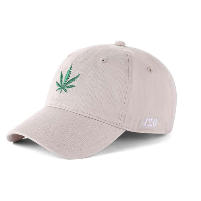 Low-Crown 6-Panel Embroidered Leaf Cap - Beige | Jupiter Grass