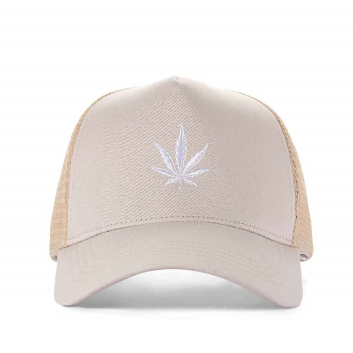 High-Crown 5-Panel Mesh Trucker Cap-Beige | Jupiter Grass