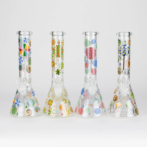 10" Glass Beaker Bong – Lollipops Design (Glow in the Dark) | Jupiter Grass