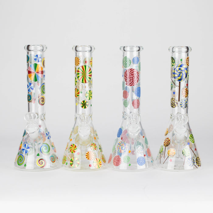 10" Glass Beaker Bong – Lollipops Design (Glow in the Dark) | Jupiter Grass