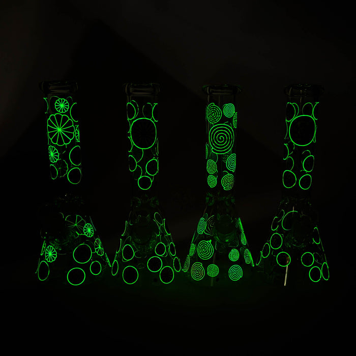 10" Glass Beaker Bong – Lollipops Design (Glow in the Dark) | Jupiter Grass