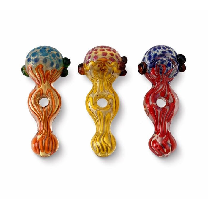 5" Artistic Double Glass Hand Pipe-Assorted Color