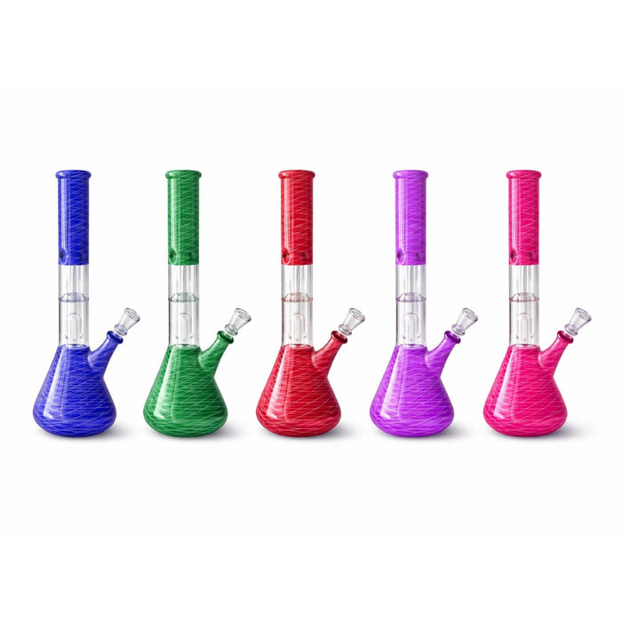 12" Dual Chamber Showerhead Perc Beaker Bong Assorted Colors