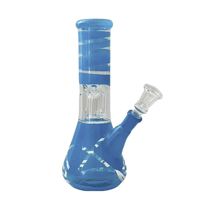 8" Color Spiral Beaker Bong Built-In Perc