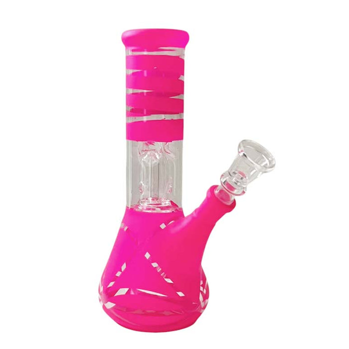 8" Color Spiral Beaker Bong Built-In Perc