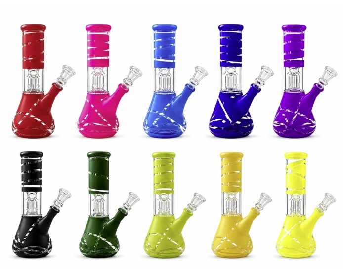 8" Color Spiral Beaker Bong Built-In Perc