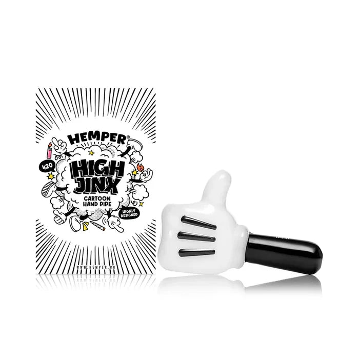 Hemper | 4" High Jinx Glass Hand Pipe Cartoon Thumbs Up Design