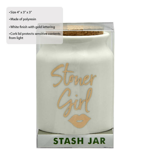 STONER GIRL STASH JAR - WHITE WITH GOLD LETTERS | Jupiter Grass