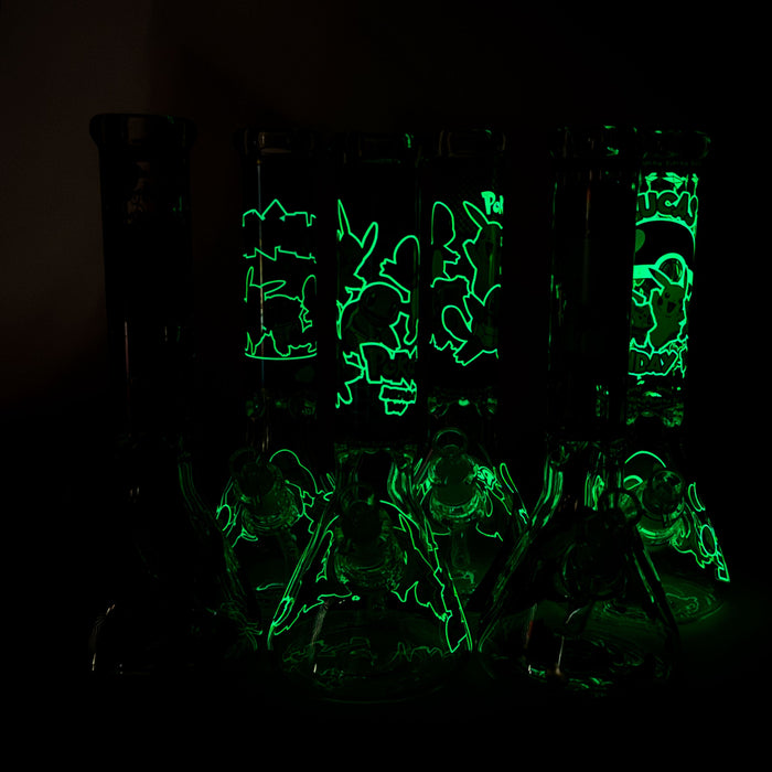 14" PK Cartoon Glow In The Dark 9mm Glass Bong [PIP863] | Jupiter Grass