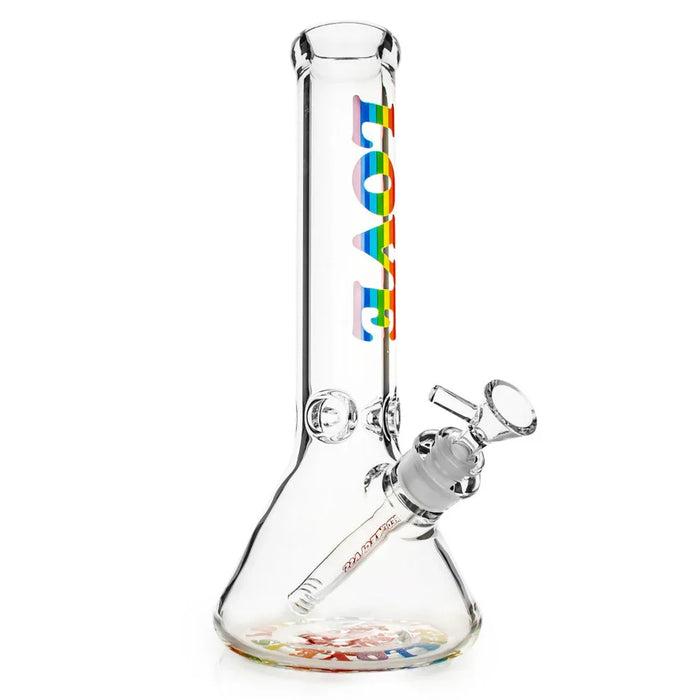 Red Eye Glass® | 12" Rainbow Love Beaker Base Water Pipe 7mm Thick