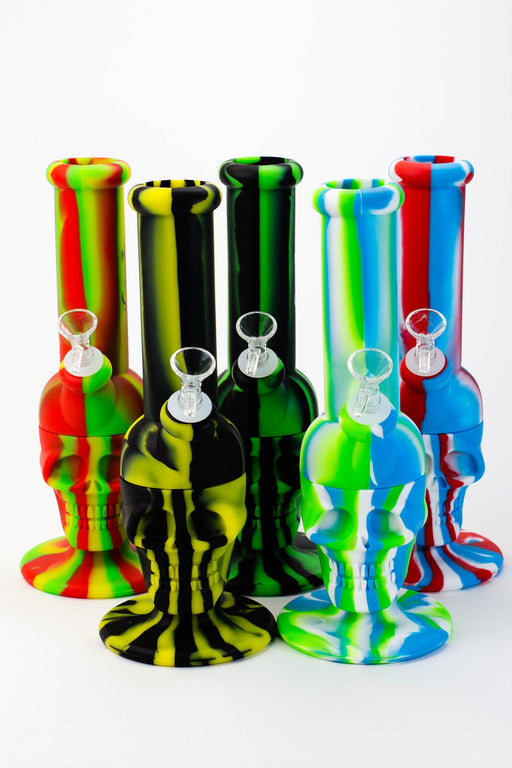 11" Genie skull multi colored detachable silicone water bong_0