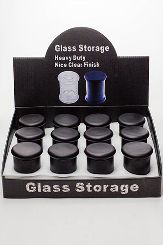 Heavy duty Glass stash 3 oz. Jars in a display case | Jupiter Grass
