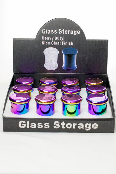 Heavy duty Glass stash 3 oz. Jars in a display case | Jupiter Grass