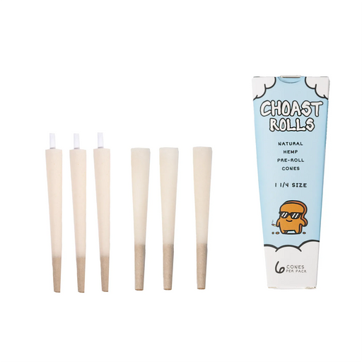 Choast Rolls | 6 Pack 1 1/4 Hemp Cones - 15 Packs Per Box | Made In France | Jupiter Grass