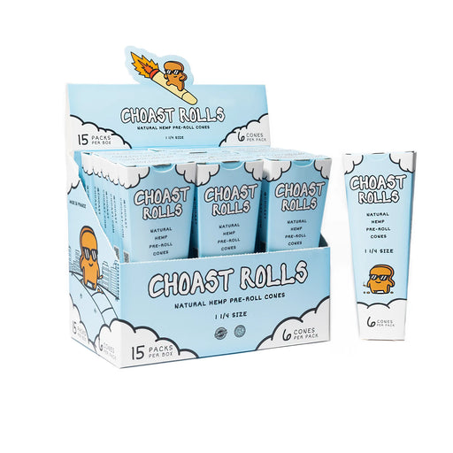 Choast Rolls | 6 Pack 1 1/4 Hemp Cones - 15 Packs Per Box | Made In France | Jupiter Grass