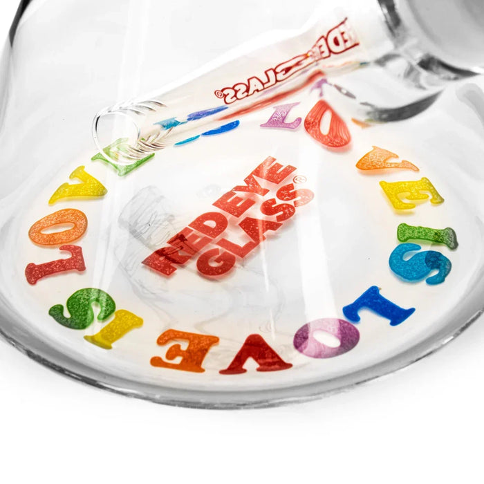 Red Eye Glass® | 12" Rainbow Love Beaker Base Water Pipe 7mm Thick