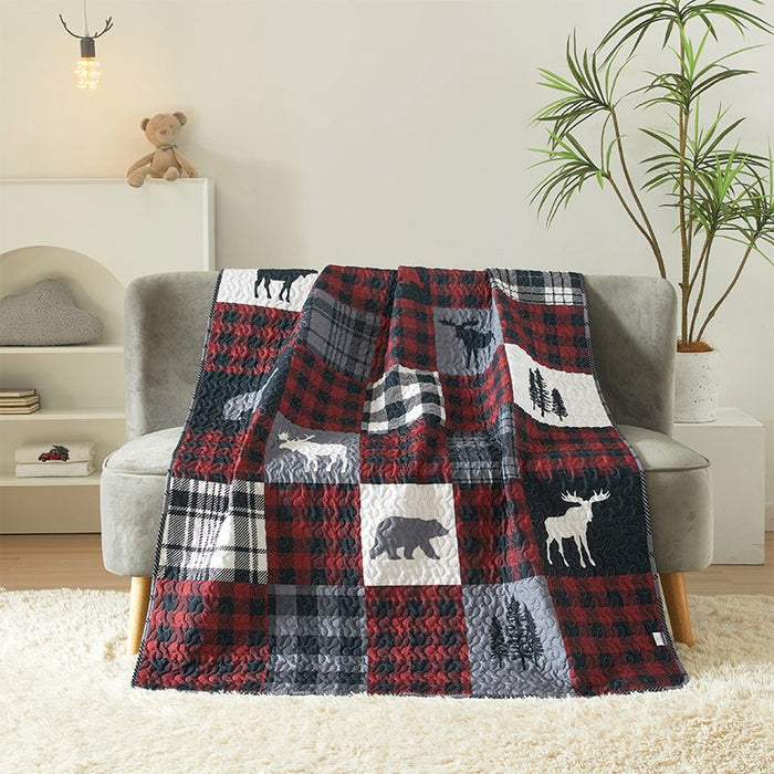 Lodge Collection Bear Design Reversible Throw Quilt [6100] | Jupiter Grass
