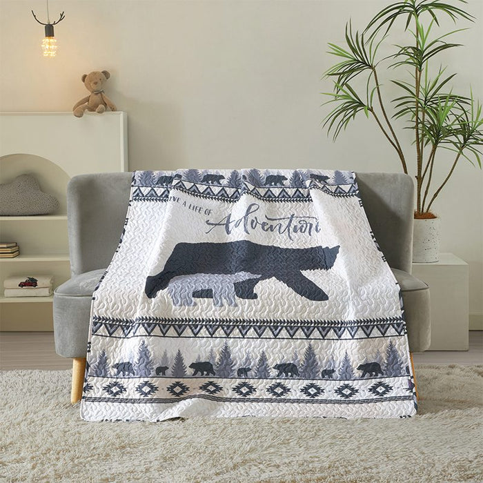 Lodge Collection Bear Design Reversible Throw Quilt [6100] | Jupiter Grass