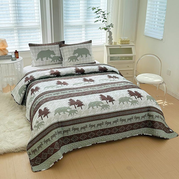 Lodge Collection 3pcs King size reversible quilt bed set [6120] | Jupiter Grass