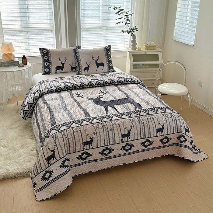 Lodge Collection 3pcs King size reversible quilt bed set [6120] | Jupiter Grass