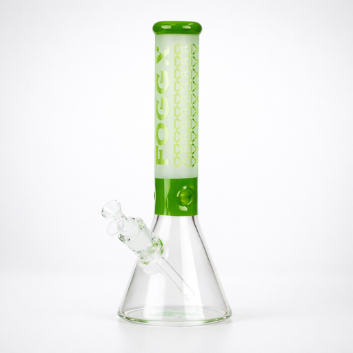 FOGGX | 14" Sandblasted Beaker Glass Water Pipe – 7mm Thick [FT321] | Jupiter Grass